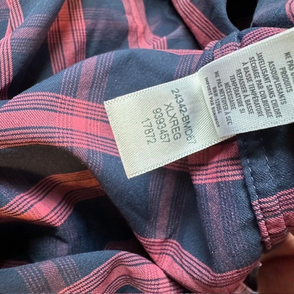 Bonobos Slim Fit Check Button-Up Performance Sport Shirt XL Slim Fit Red/Navy - Picture 11 of 12